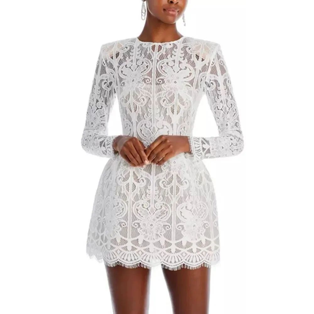 NWT BRONX & BANCO Structured Casey Lace Fit & Flare Scalloped Hem Mini Dress M